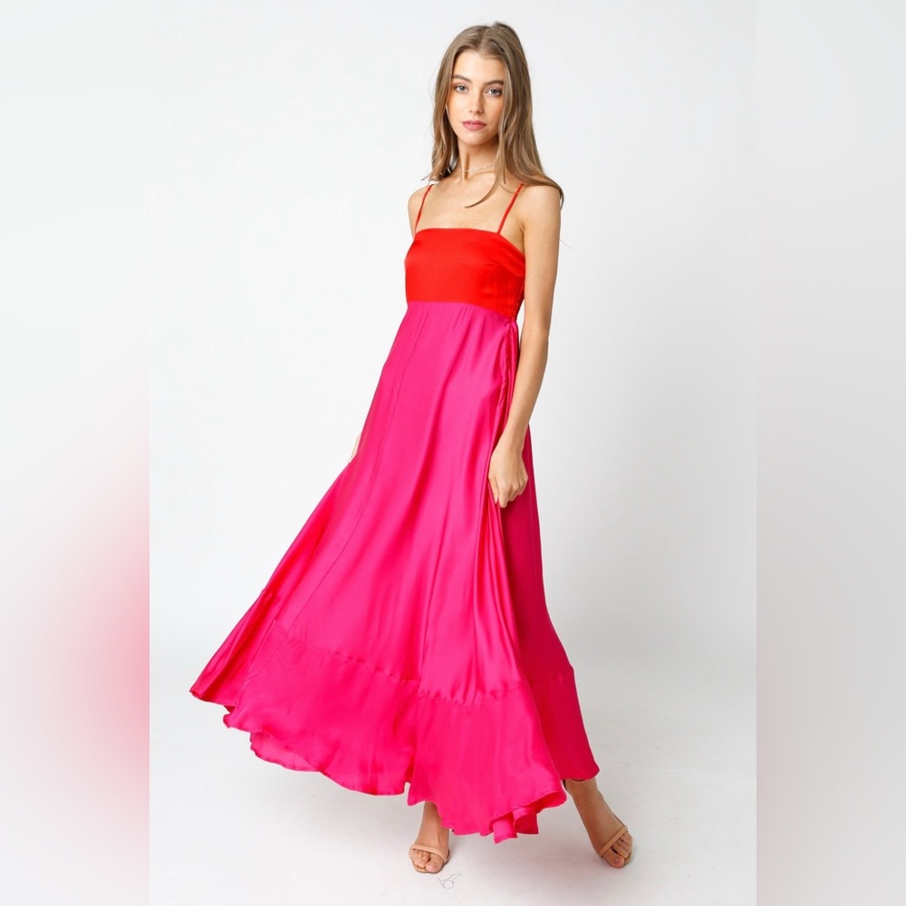 Red and Pink Maxi dress